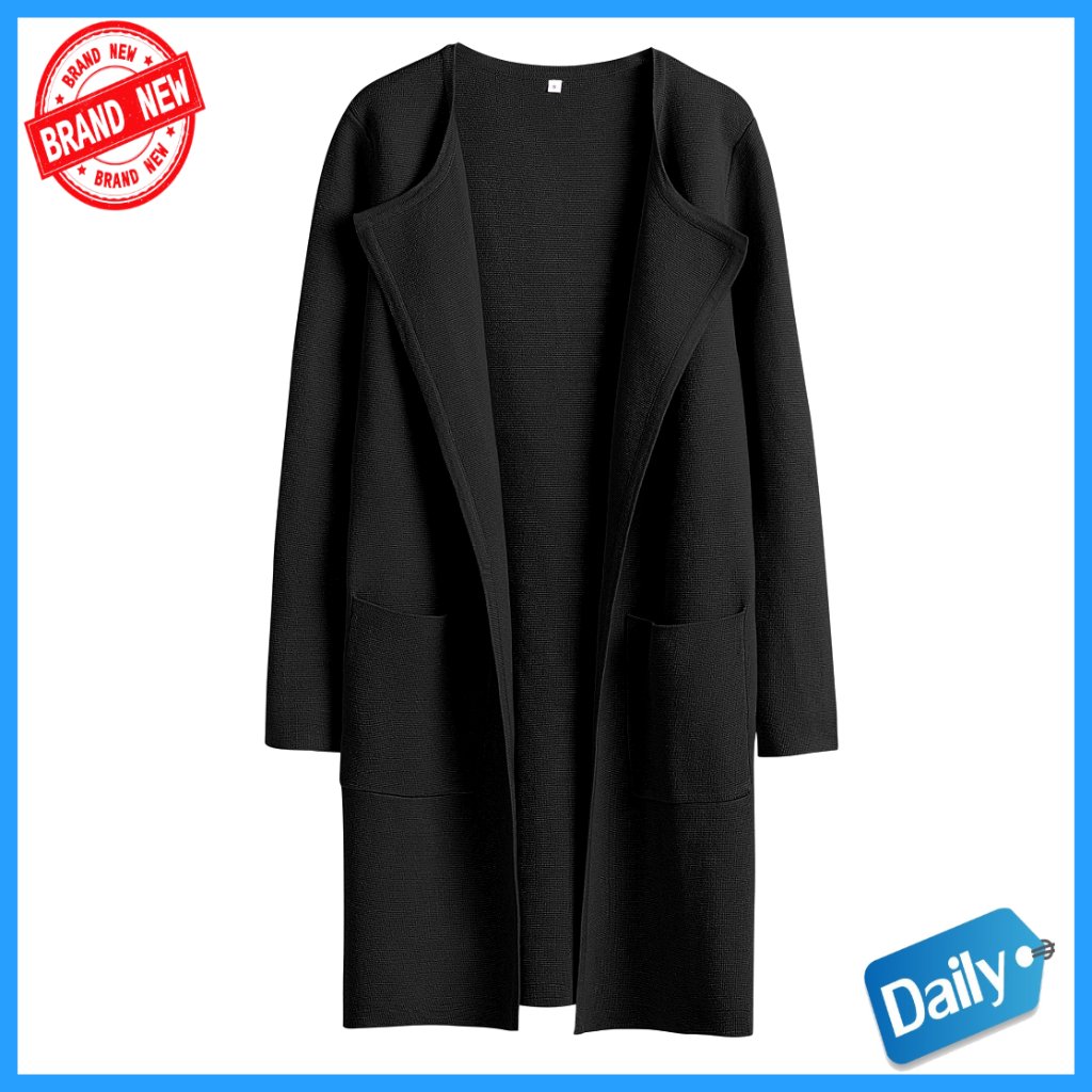 Open Front Knit Cardigan Sweater Coatigan, Pockets, Dressy Casual Jacket